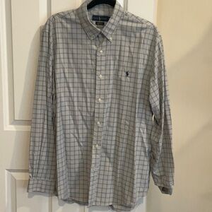 Light Gray Plaid Casual Button Down Shirt